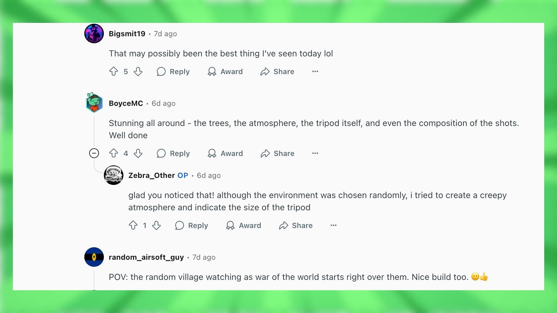 Redditors react to the build in Minecraft (Image via Reddit)